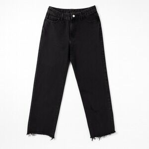 Urbanic Black‎ Raw Hem Straight Jeans Women's XL High Rise Minimalist Streetwear